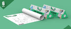 The image depicts two 6*40-inches green triangular join the dots boxes placed alongside each other, with a sheet rolled out next to them.