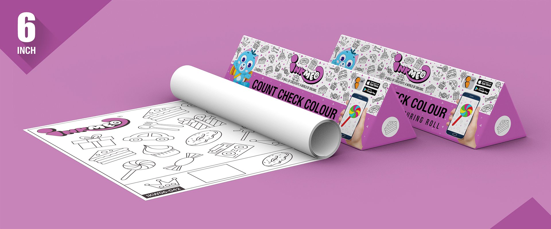Count Check Colour Colouring Roll (6 inch) - Inkmeo