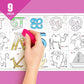  The image depicts a hand using an eraser to erase crayon marks in a coloring sheet