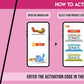 The image has a pink background which is divided into two parts. The first part shows a free mobile application for downloading the Inkmeo app in the App Store and Google Store. The second part shows four mobile phones with the caption "To open the Inkmeo app, select your product category, select your product, and enter the code & click validate.