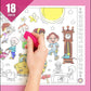 The image displays three pictures: the first one shows a hand colouring nursery rhymes roll, the second one depicts the color being erased from the board, and the third one features a hand holding a mobile phone in front of the nursery rhymes picture