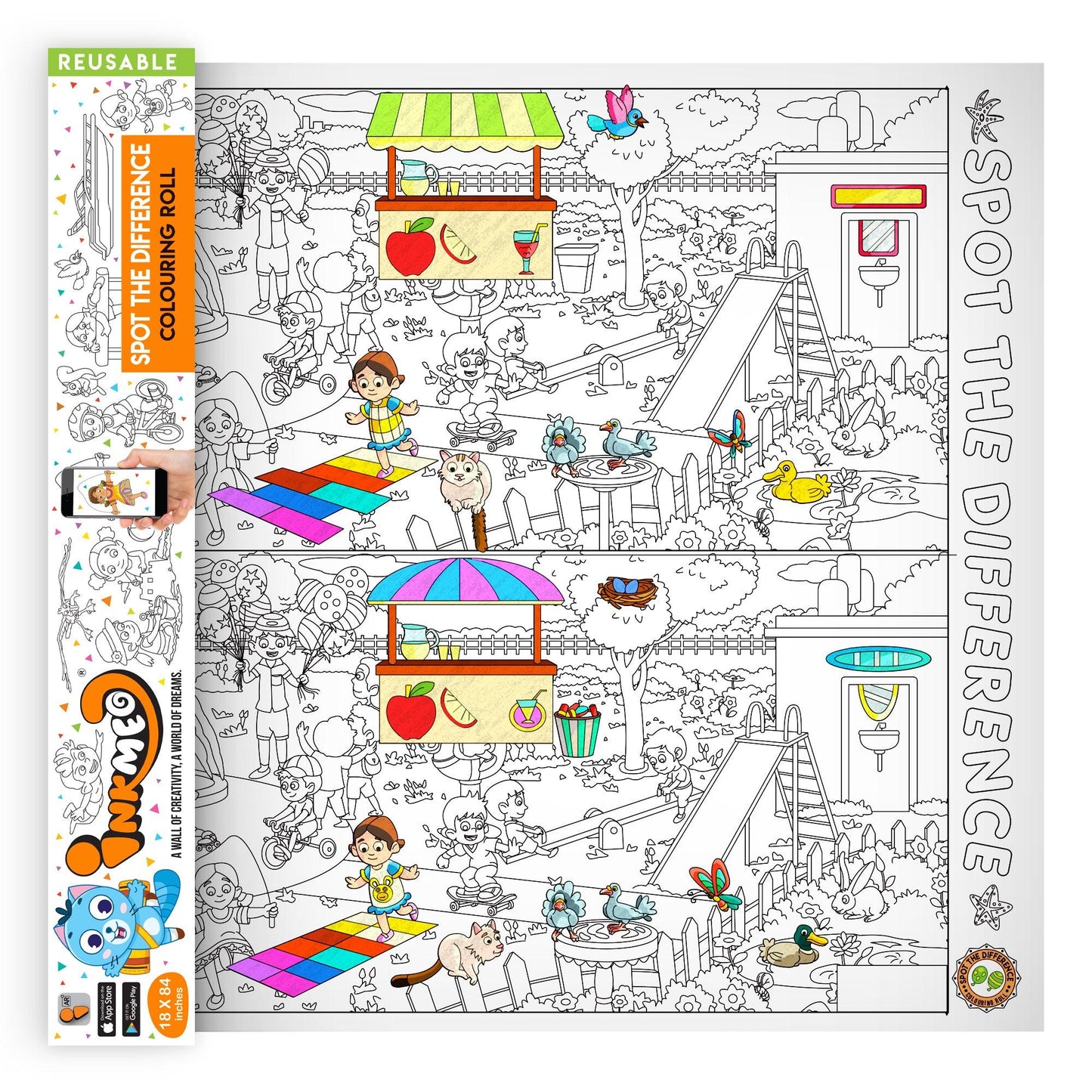  The image depicts a orange box with a roll opened from inside it alongside a colourful picture.