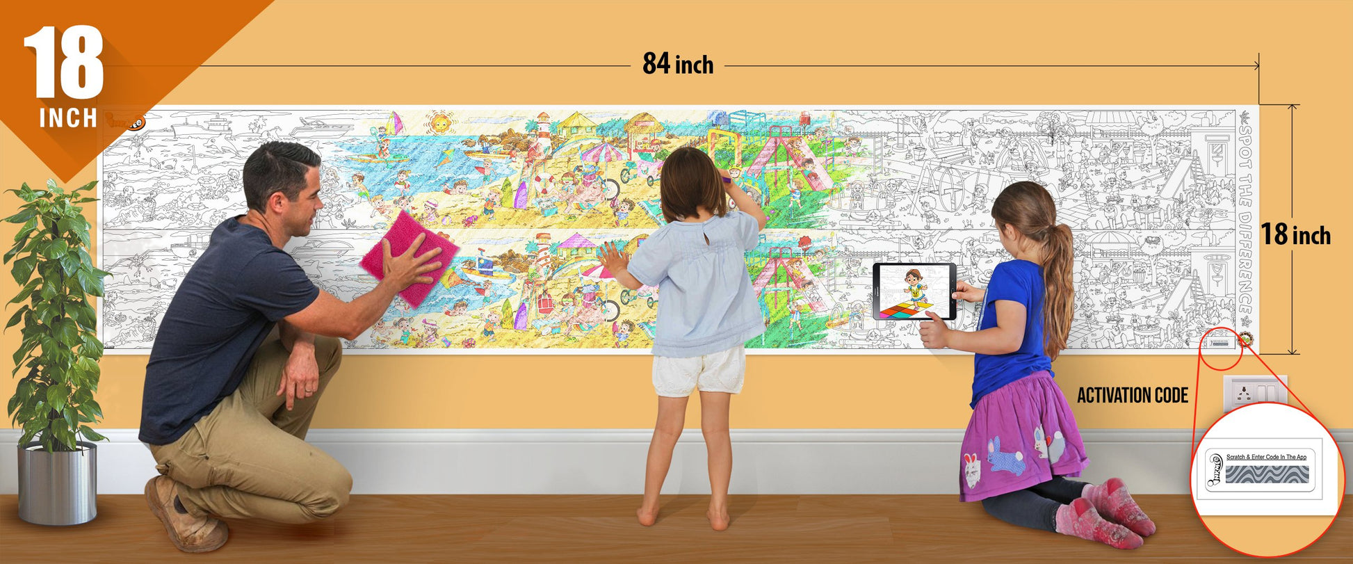 Spot the Difference Colouring Roll (18 inch) - Inkmeo