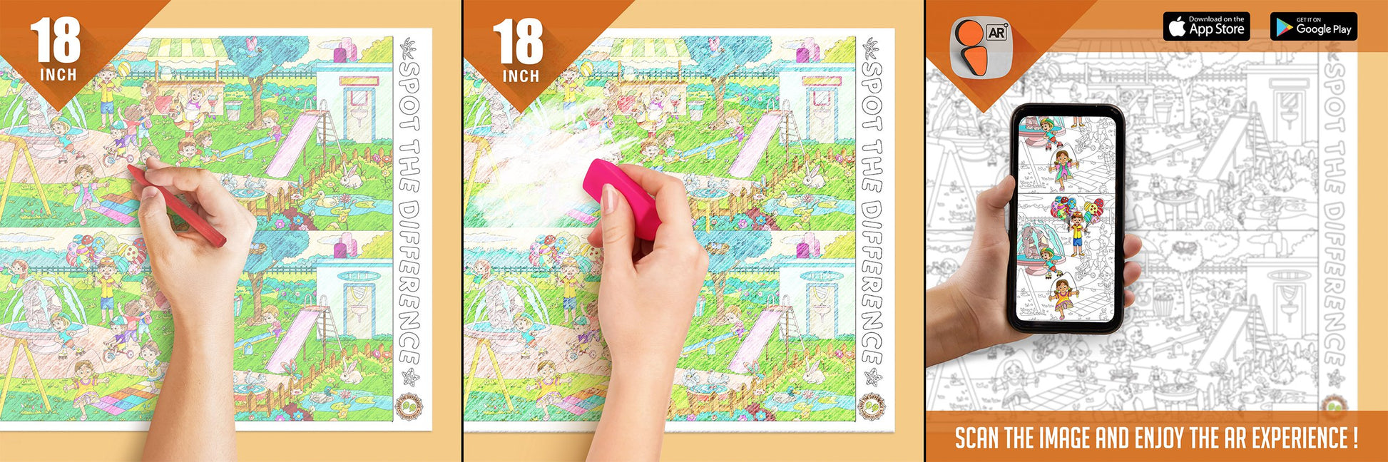 Spot the Difference Colouring Roll (18 inch) - Inkmeo