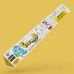 A yellow box featuring a cute cartoon character, perfect for adding a touch of fun to any space.