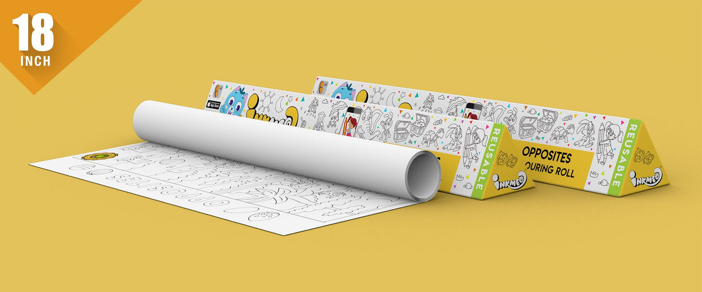 Opposites Reusable Colouring Roll (18 inch) - Inkmeo