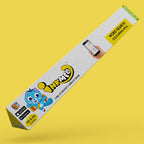 A yellow box featuring a cute cartoon character, perfect for adding a touch of fun to any space.