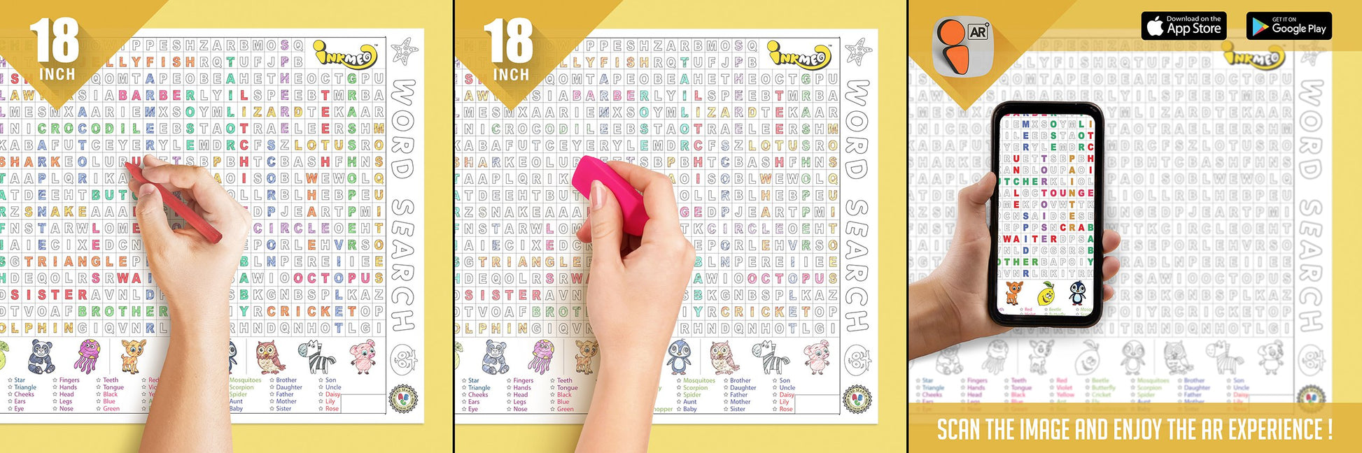 Word Search Reusable Colouring Roll (18 inch) - Inkmeo