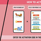 The image has a pink background which is divided into two parts. The first part shows a free mobile application for downloading the Inkmeo app in the App Store and Google Store. The second part shows four mobile phones with the caption "To open the Inkmeo app, select your product category, select your product, and enter the code & click validate
