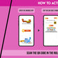 The image features a pink background split into two sections. The first showcases a free mobile app to download Inkmeo from the App Store and Google Store. The second displays four phones with the text "To access the Inkmeo app, tap the QR code icon, scan the QR code on the package, and activate the product."