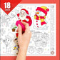 The image displays three pictures: the first one shows a hand colouring Christmas carols roll, the second one depicts the color being erased from the board, and the third one features a hand holding a mobile phone in front of the Christmas carols picture