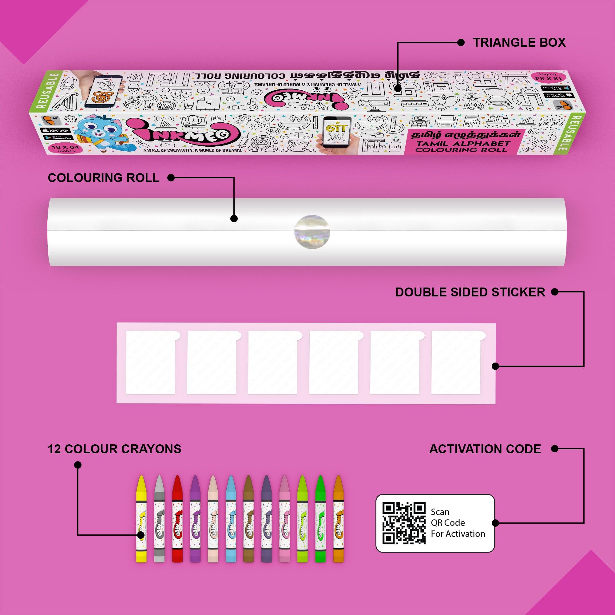 Tamil Alphabet Colouring Roll - Inkmeo